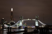 Tower Bridge & surroundings at night, London, England